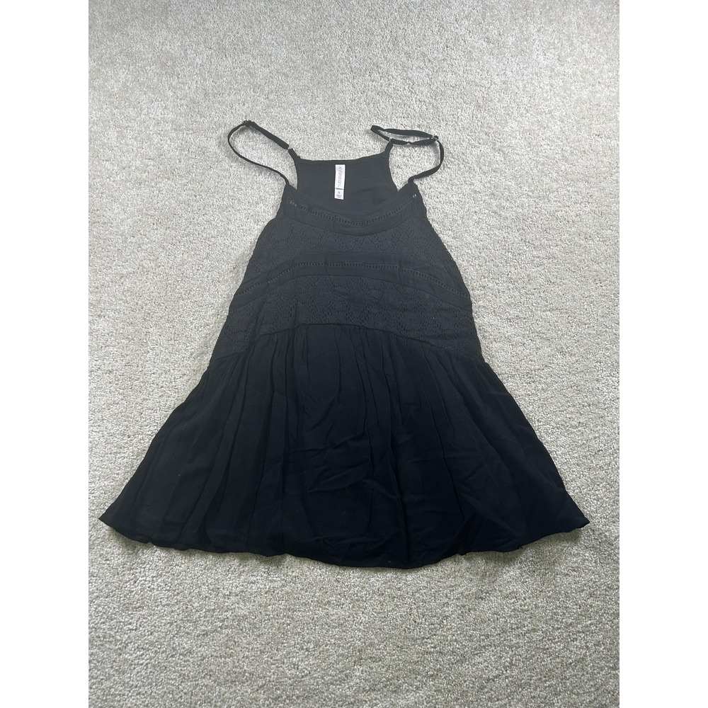 Xhilaration Dress Sz S Black Boho Lace Trim Sleeveless Tiered WhimsiGoth Witchy
